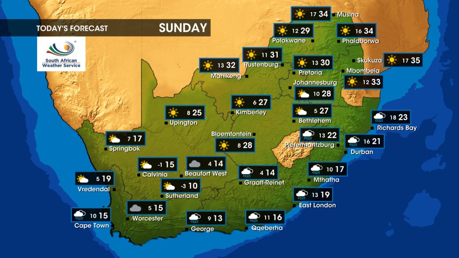 Weather forecast Sunday, 8 September 2024 eNCA